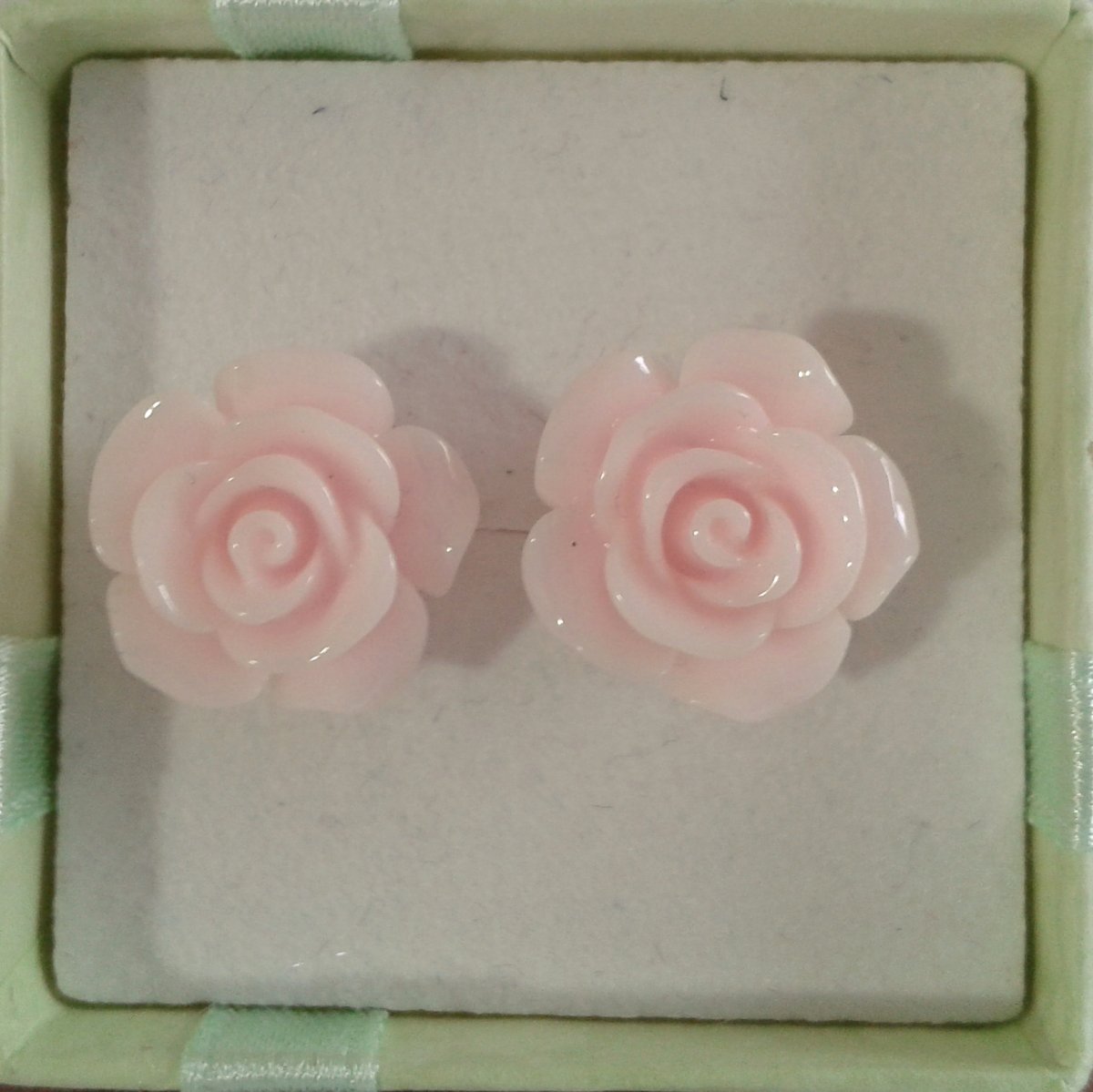 SLEVA - Náušnice světle růžová růže - větší (467)