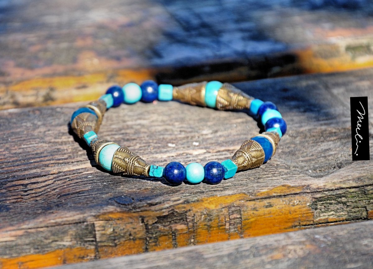 Vlnky - lapis lazuli, tyrkys, achát, howlit