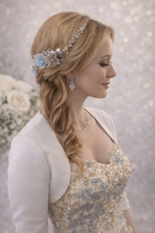 Autorská svatební ozdoba do vlasů s nylonovými květy