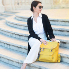 Velký kožený batoh - žlutý