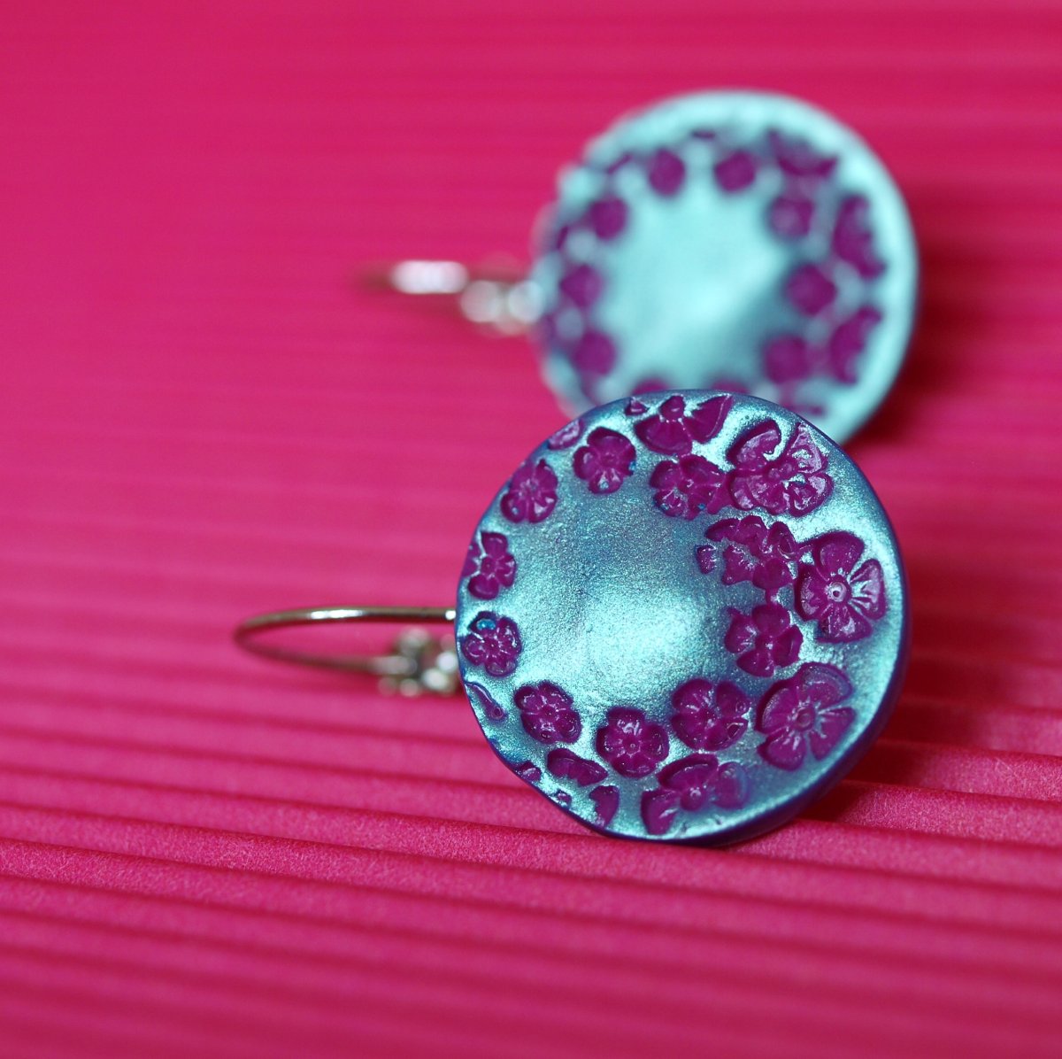 Náušnice - kytičky tyrkysky růžové