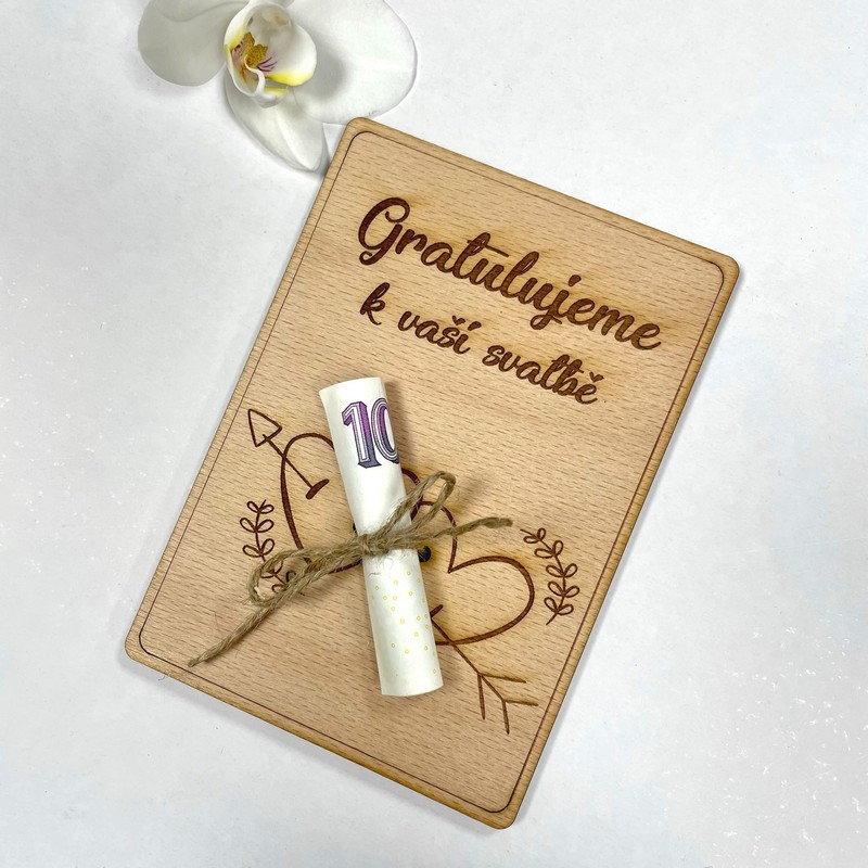Svatební dřevěné přání S5