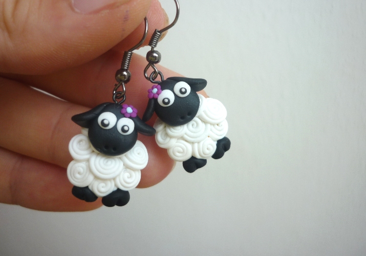 ovečky - fimo náušnice