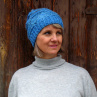 Pletená čepice - modrá s jemným třpytem