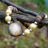 Náramek - perly, dřevo a perleť