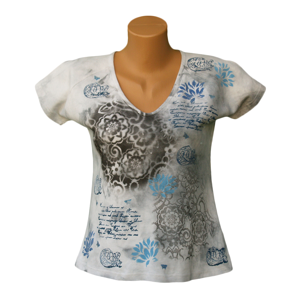 Šedé batikované dámské tričko vel.44
