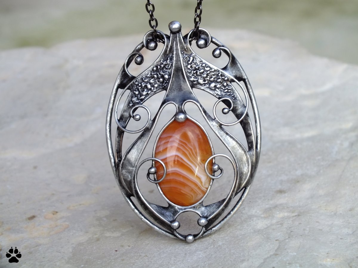 Cínovaný náhrdelník s Botswana karneolem