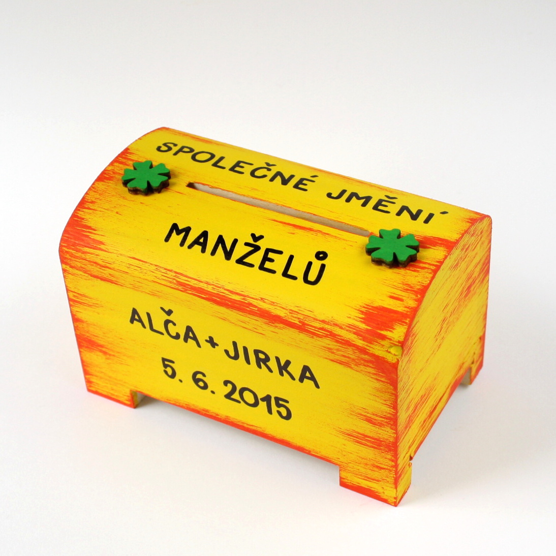Svatební pokladnička malá - žluto-oranžová