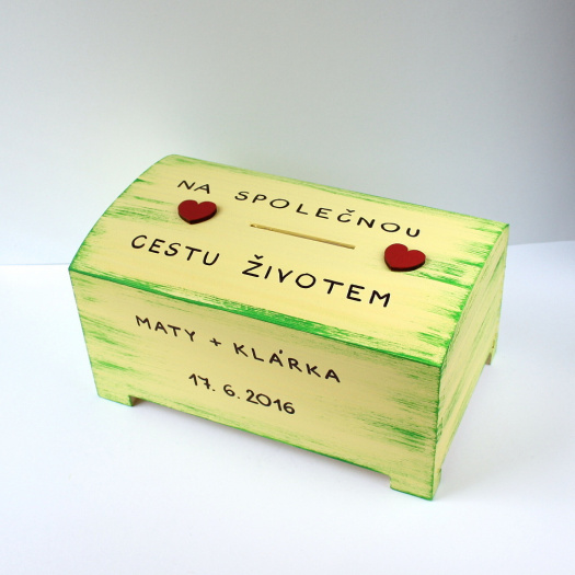 Svatební pokladnička velká - žluto-zelená