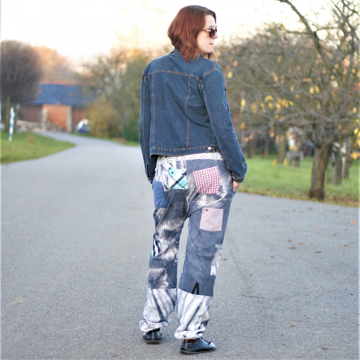 Kalhoty baggy šedá batika kapsy a kapsičky