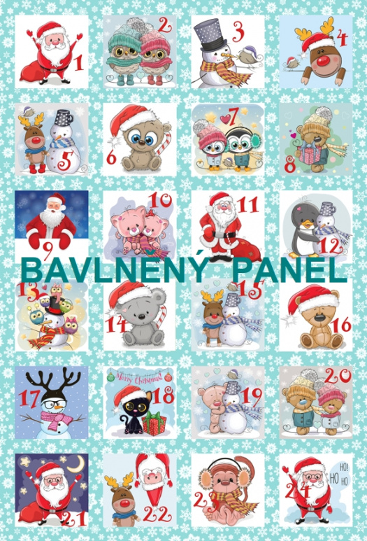 BAVLNĚNÝ PANEL / I NA ADVENTNÍ KALENDÁŘ/ 40X60 cm  AKN43