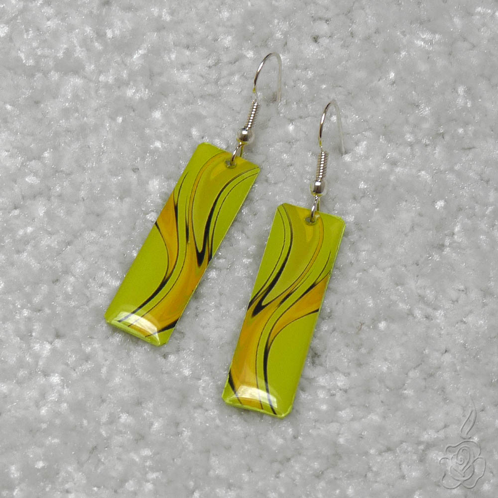 Žlutozelené náušnice - obdélníkové