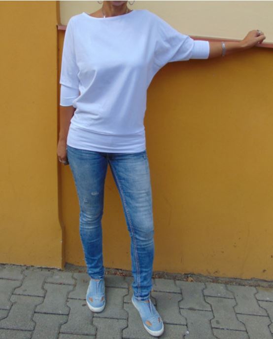 Tričko s netopýřími rukávy  - barva bílá  nebo černá S - XL