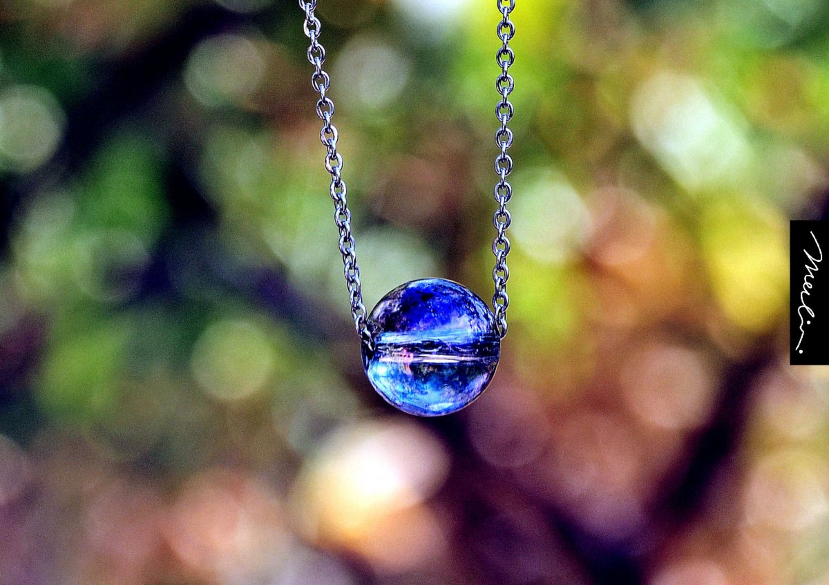 Křišťál-aqua aura-modrá duha-řetízek nerezová ocel