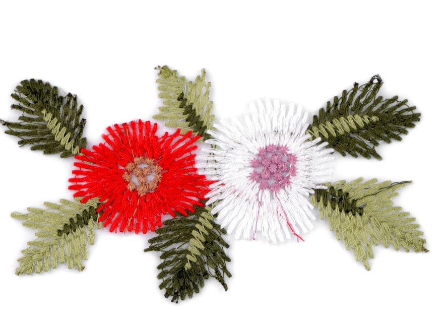 Vyšívaná aplikace květy na monofilu