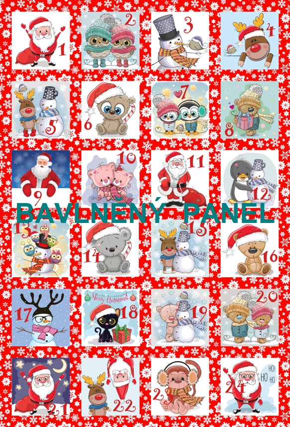 BAVLNĚNÝ PANEL / I NA ADVENTNÍ KALENDÁŘ/ 40X60 cm  AKN46