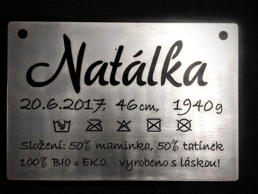 Vyrobeno s láskou - visačka pro miminko