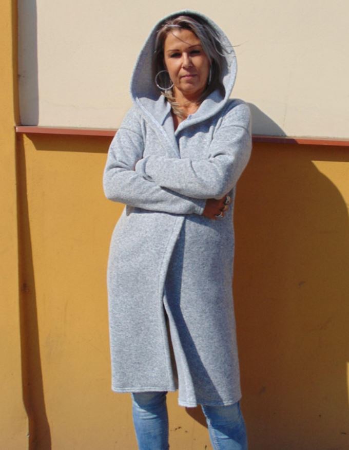 Svetro-přehoz s kapucí bez zapínání S - XXL