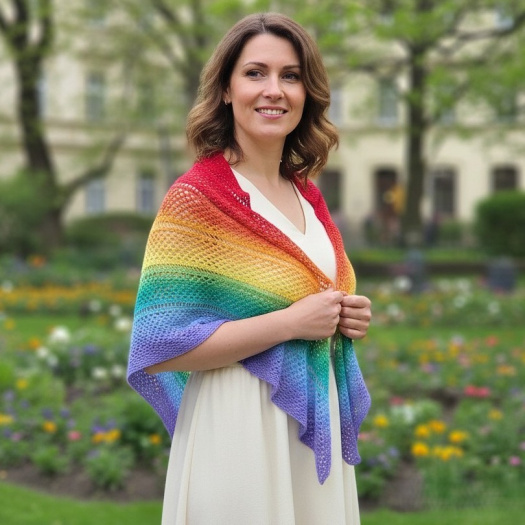 Duhové zachumlání - háčkovaný pléd