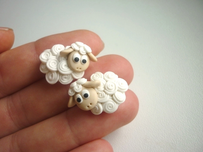 ovečky - fimo náušnice