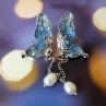 Náušnice - motýl a perla