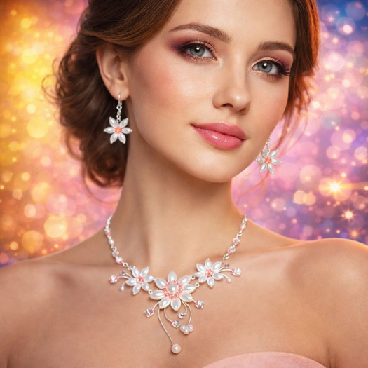 Luxusní květinový set-náhrdelník a náušnice