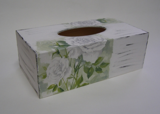 Krabice na kapesníky - Růže bílá
