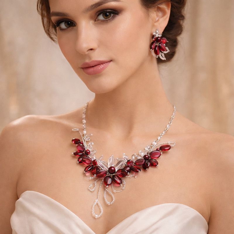 Luxusní ručně vyráběný červeně vínový set