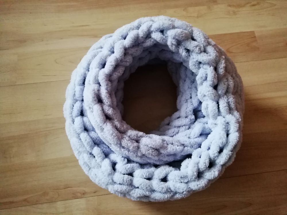 Měkký pletený nákrčník puffy - šedomodrá