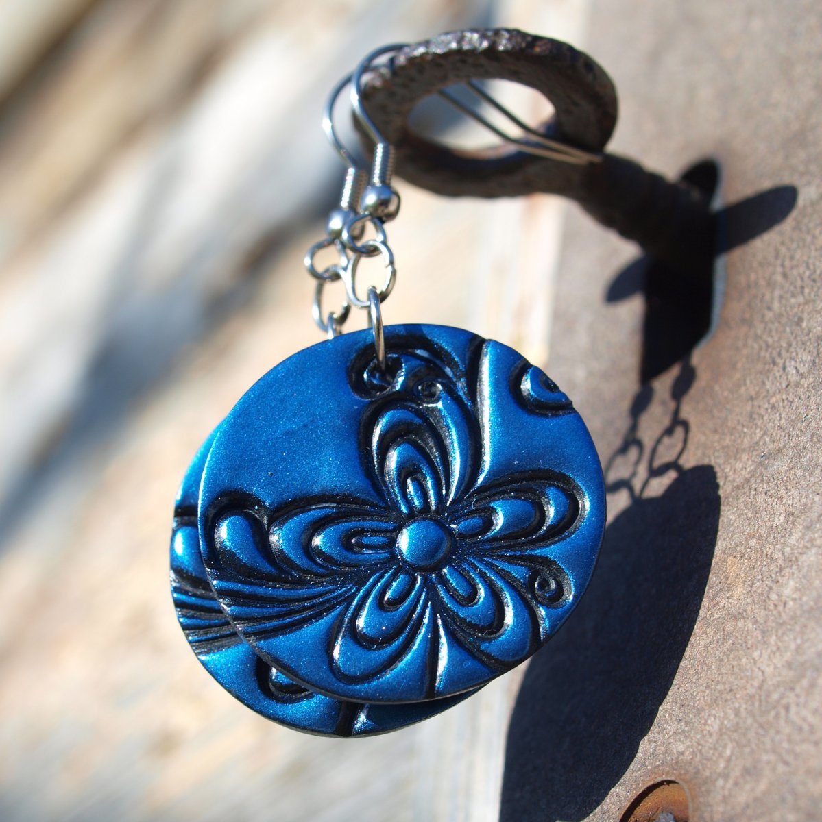 Náušnice - kytkovaná modrá