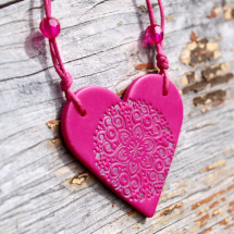 Náhrdelník - srdce ornament růžovostříbrný