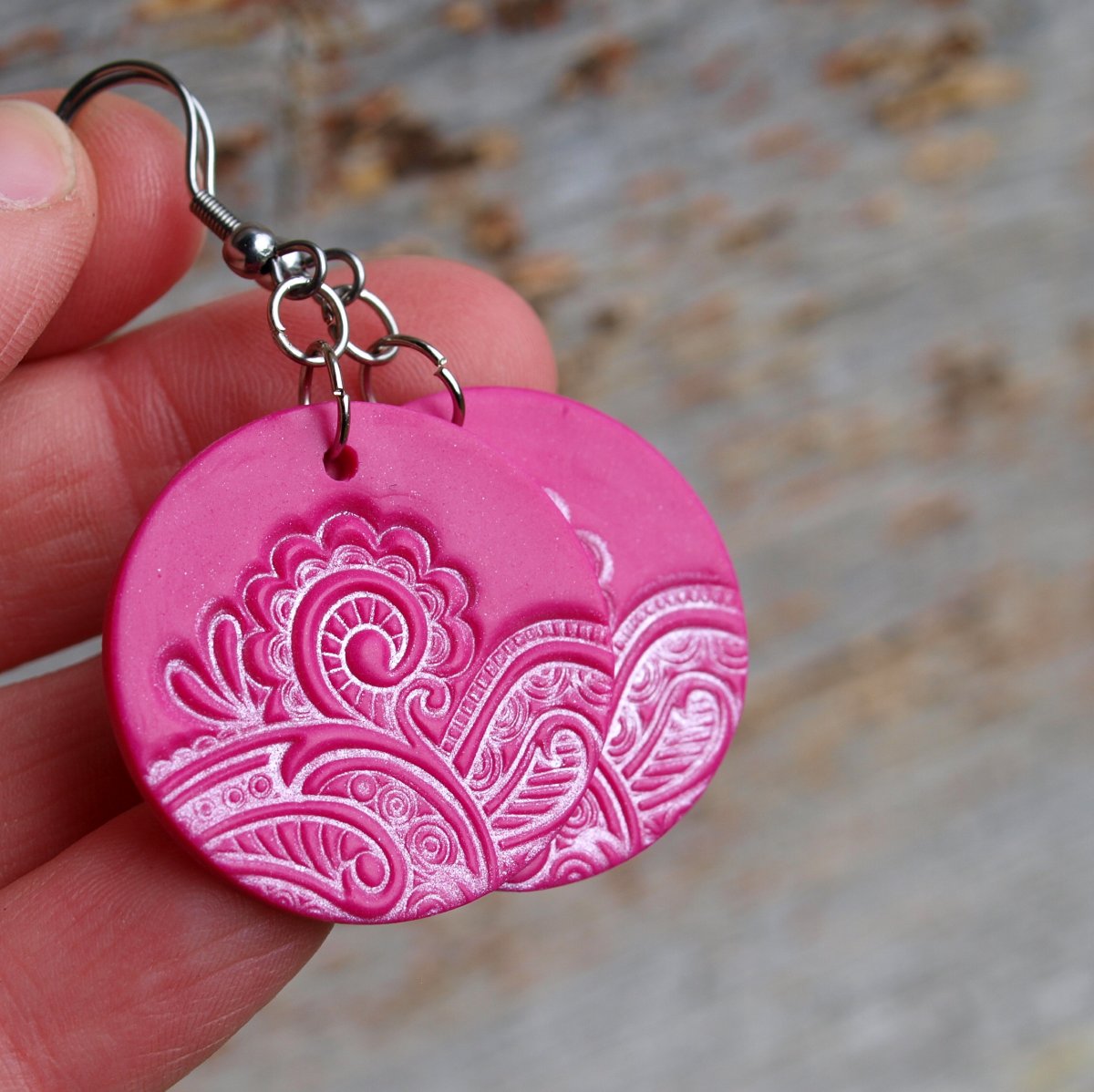 Náušnice - orient růžovostříbrný