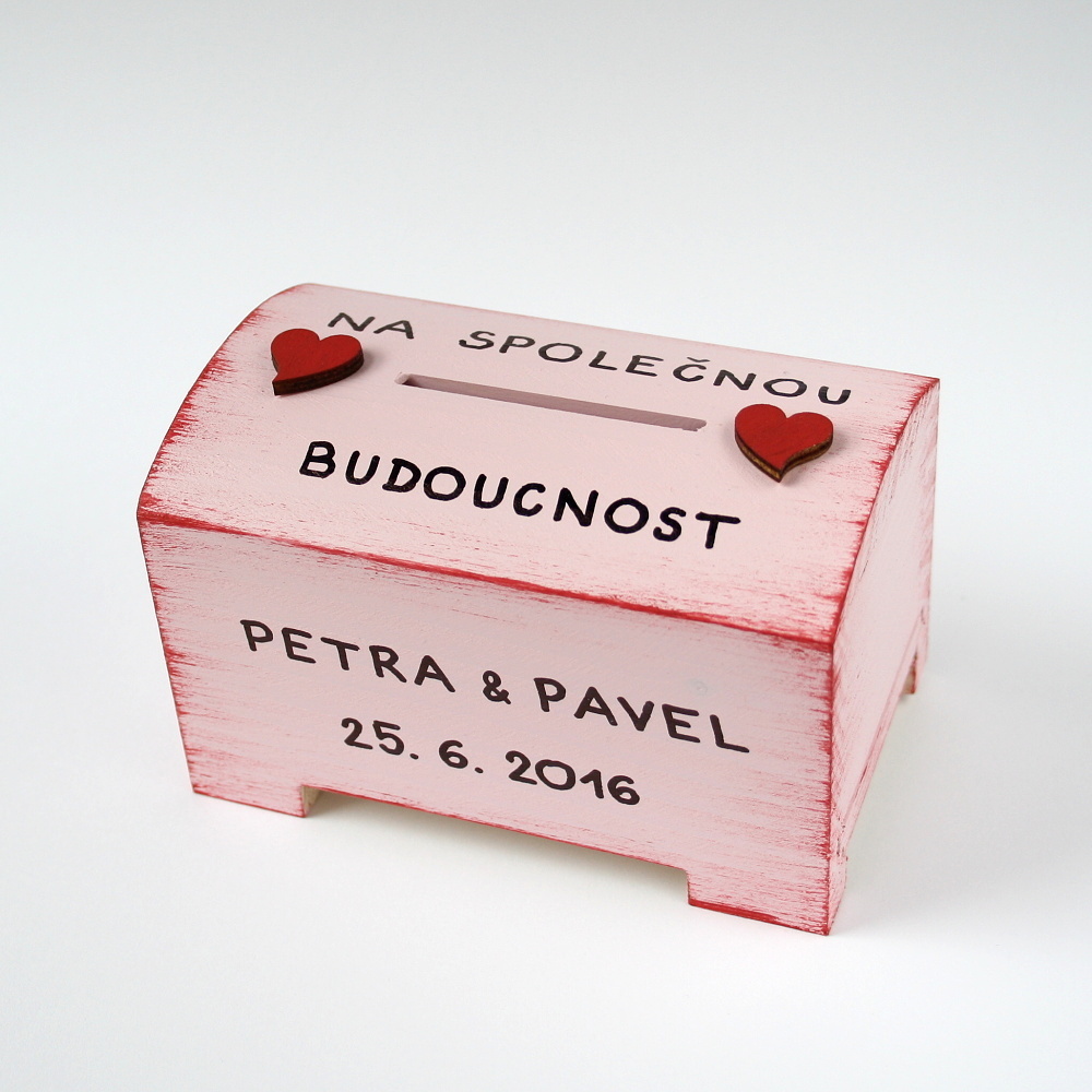 Svatební pokladnička malá - dorůžova