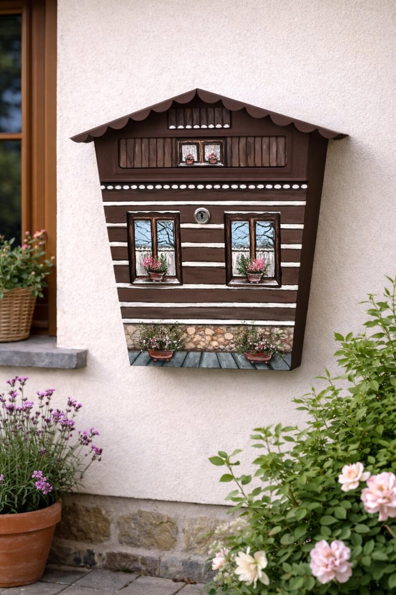 Ručně malovaná poštovní schránka – chalupa na plotě