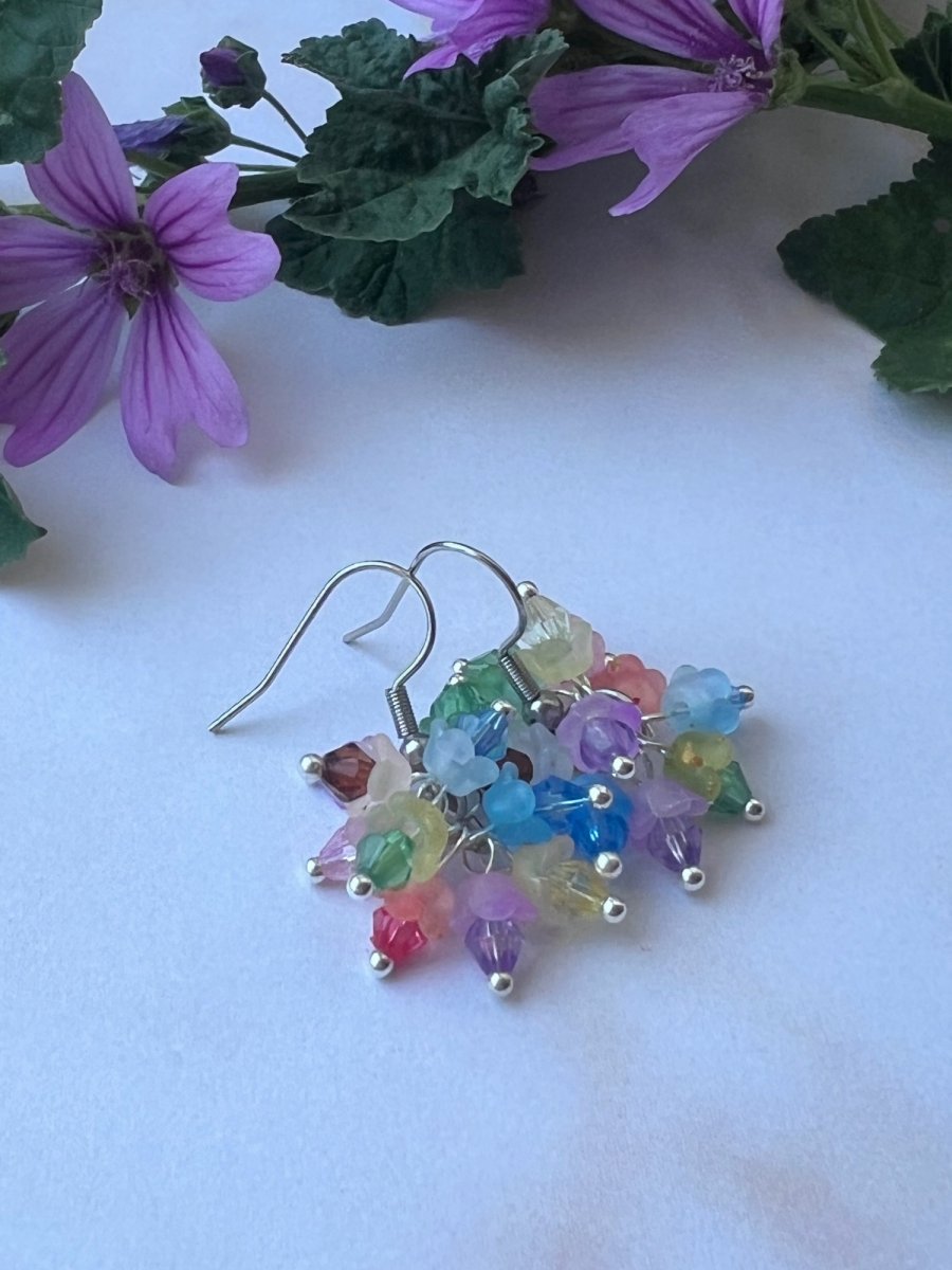 Bodlinkové květinkové náušnice barevné