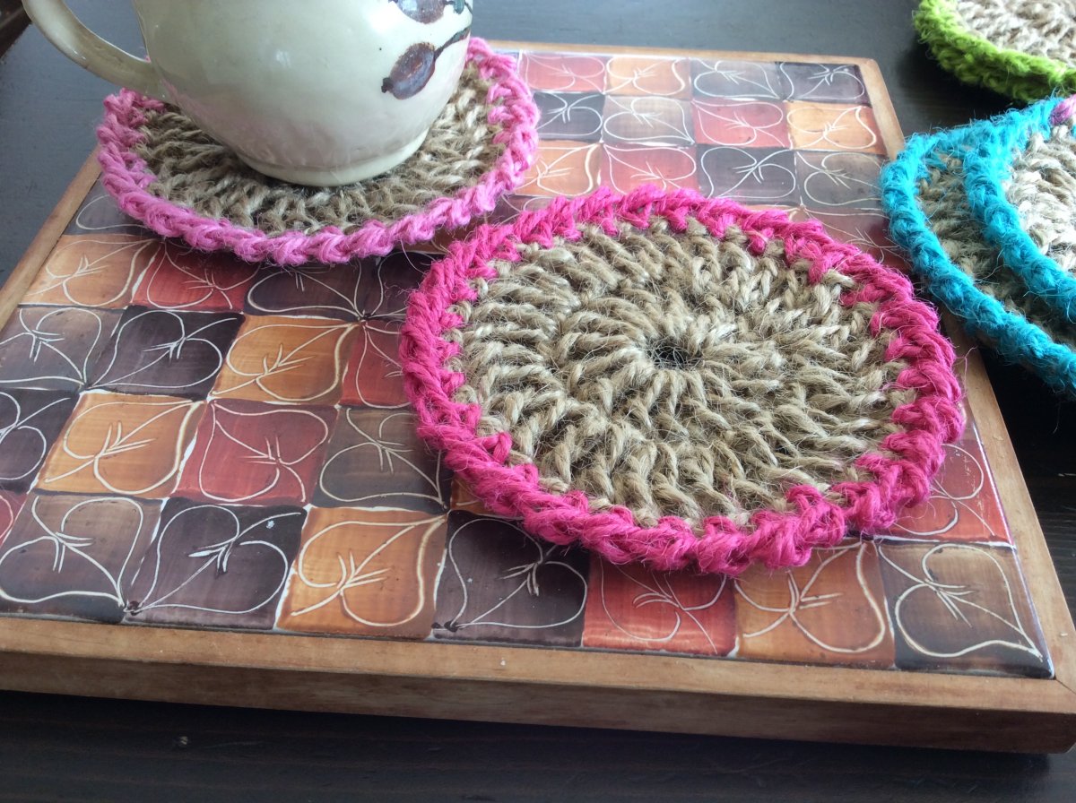 Jutové kulaté podložky sada 