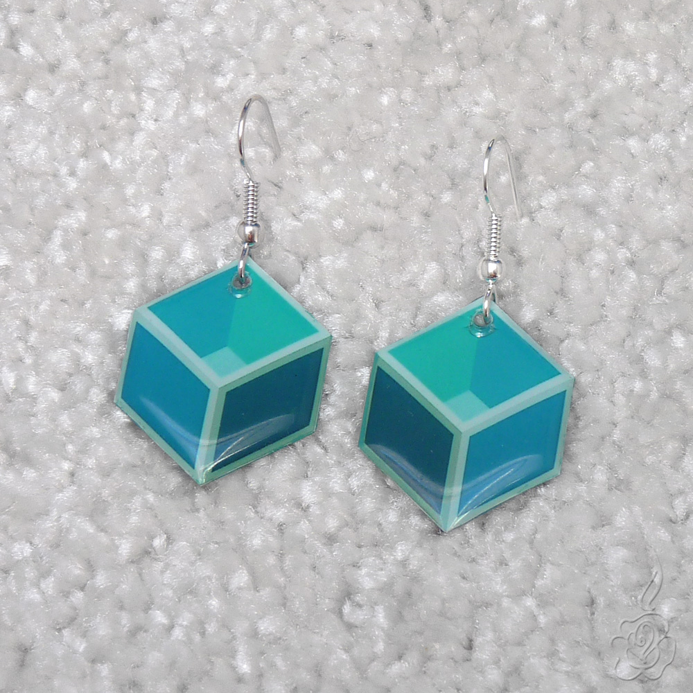Tyrkysové náušnice - krychle