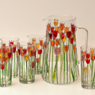 Skleněný džbán 3 l set 1+6 – tulipánový