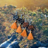 Náušnice - pavučinka orange