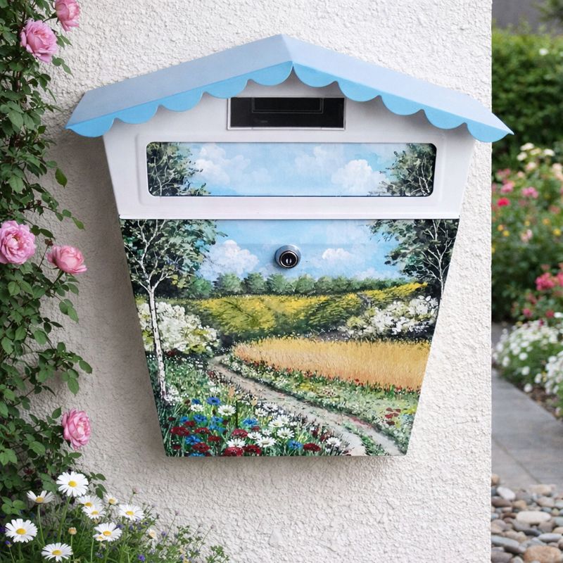 Ručně malovaná poštovní schránka – venkovská krajina