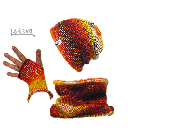 Souprava čepice, tunelu a návleků na ruce