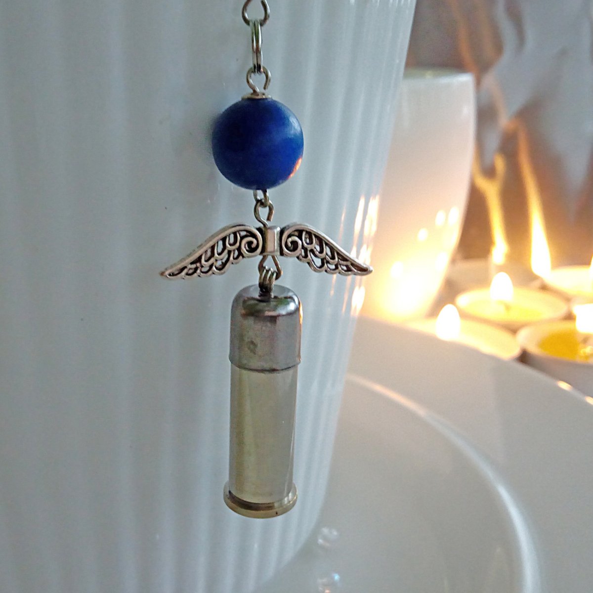 Anděl stříbrný tmavě modrý 1