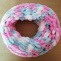 Měkký pletený nákrčník puffy - mentol, růžová a bílá