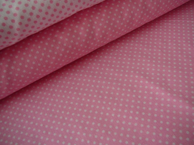 Bavlněná látka - metráž - bílý puntíček na růžové - š. 150 cm