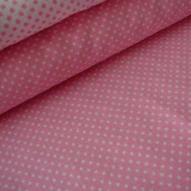 Bavlněná látka - metráž - bílý puntíček na růžové - š. 150 cm