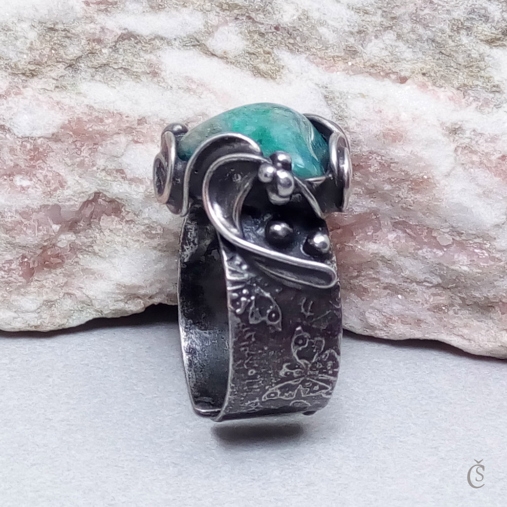 Motýlkový prsten s Chryzokolem