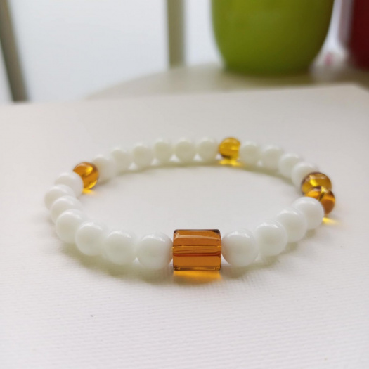 Náramek chalcedon a sklo