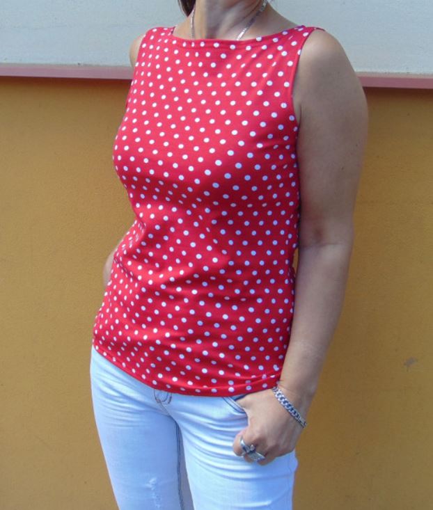 Top červený puntík XS - XXXL