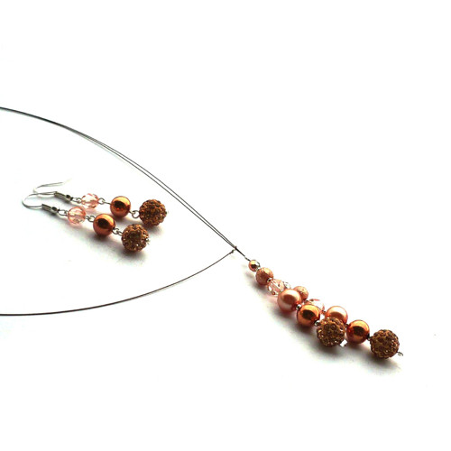 Pudrově růžový třpytivý jednoduchý náhrdelník -0:2