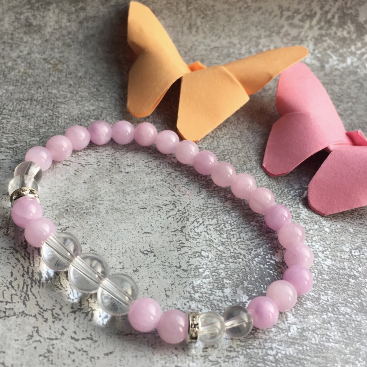 Fialkový jadeit s křišťálem a rondelkami